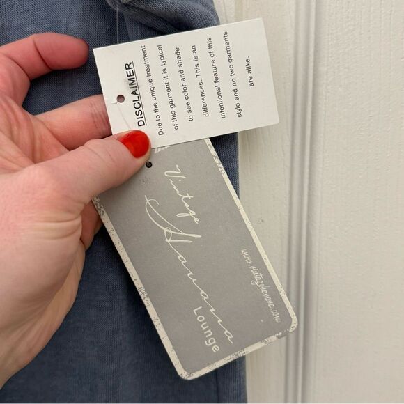 NWT Vintage Havana Lounge Pants Washed Blue Size Large Joggers Soft Sleep - Picture 6 of 8